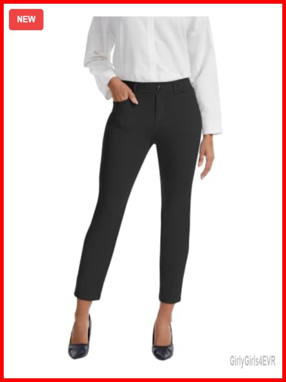 Stretchy Ankle Work Pants with Pockets